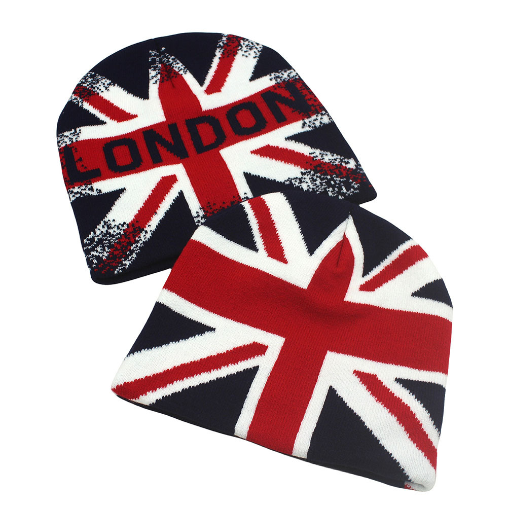 554869912 British Flag Rice Jacquard Knitted Hat Warm Knitted Hat Cold Hat - Image 1