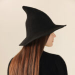 Halloween Witch Hat Knitted Pointed Top Wide Brim Party Costume Hat - Image 3