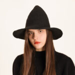 Halloween Witch Hat Knitted Pointed Top Wide Brim Party Costume Hat - Image 4