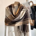 Chic Checkered Scarf for Women Men's Neck Warmer Long Fringed Versatile Couple Scarf Faux Cashmere - Image 7