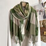Chic Checkered Scarf for Women Men's Neck Warmer Long Fringed Versatile Couple Scarf Faux Cashmere - Image 4